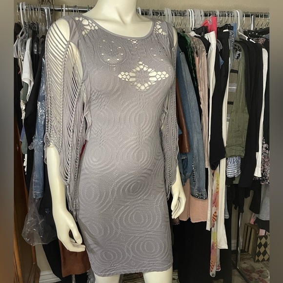 Dress Cage Sleeve Stretch Dress By Poof! MUST SEE ๐ Unique Flattering Dress - Picture 4 of 12